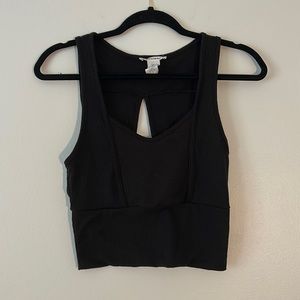 Black Cropped Tank Top with open back